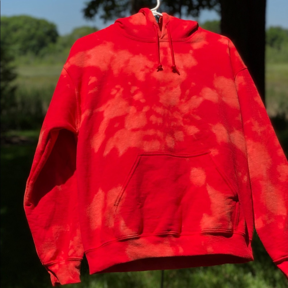NWOT Medium Red Hand Dyed Pullover Hoodie